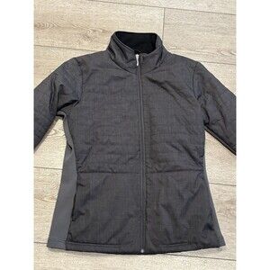 Straight Down Jacket Womens XL Quilted Full Zip Grey Embroidered Golf